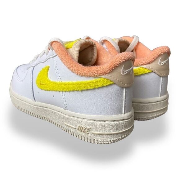Nike Air Force 1 Toddler 5C White Yellow Strike-Phantom DV2200-100 New - Picture 5 of 9